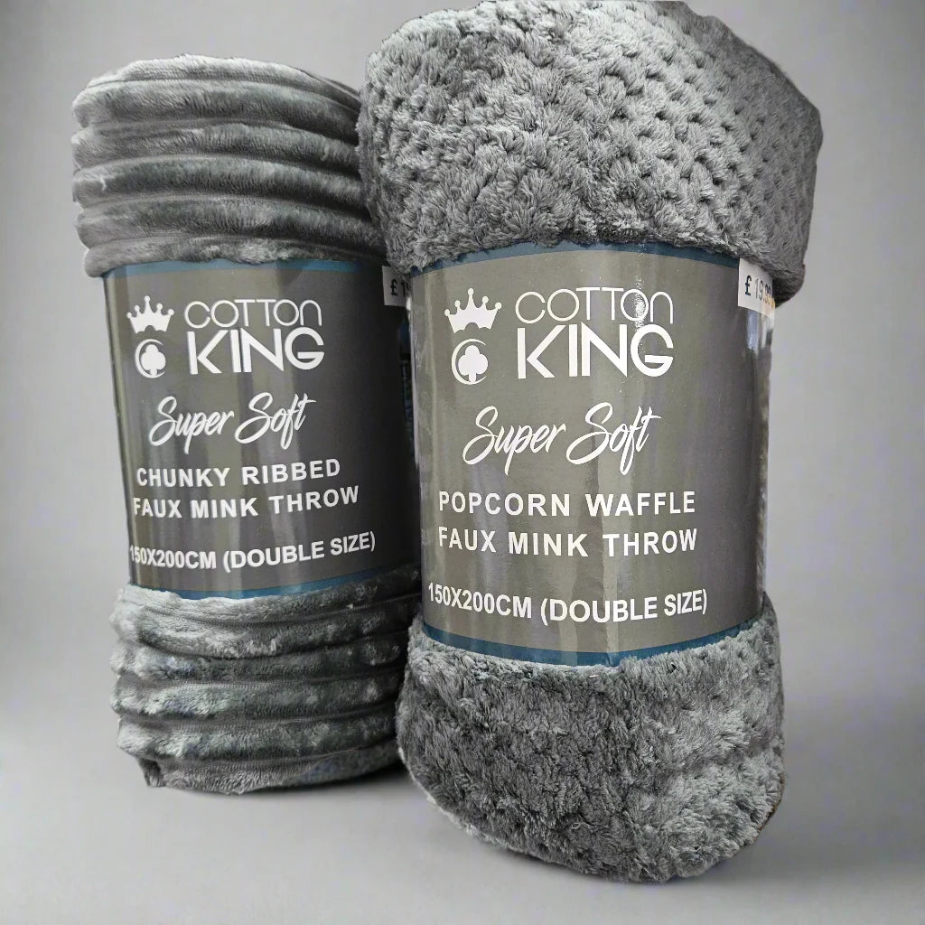 Cotton King Super Soft Chunky Ribbed Faux Mink Throw