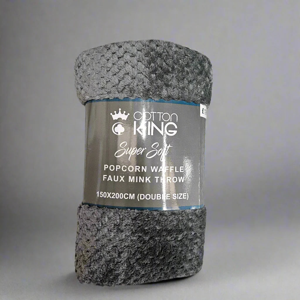 Cotton King Super Soft Popcorn Waffle Faux Mink Throw