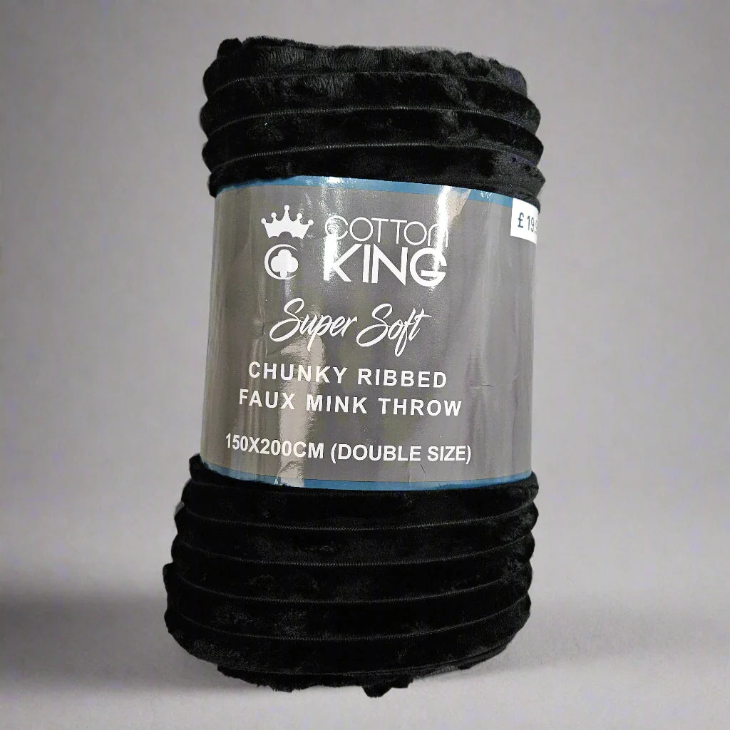 Cotton King Super Soft Chunky Ribbed Faux Mink Throw