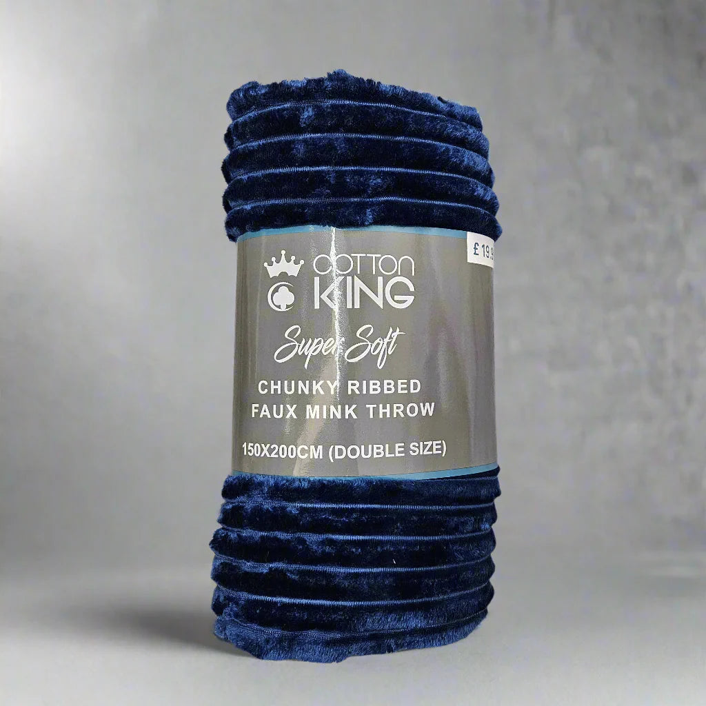 Cotton King Super Soft Chunky Ribbed Faux Mink Throw