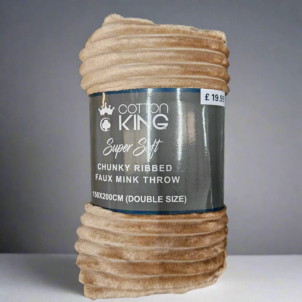 Cotton King Super Soft Chunky Ribbed Faux Mink Throw