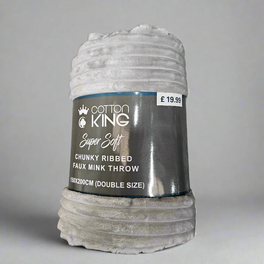 Cotton King Super Soft Chunky Ribbed Faux Mink Throw