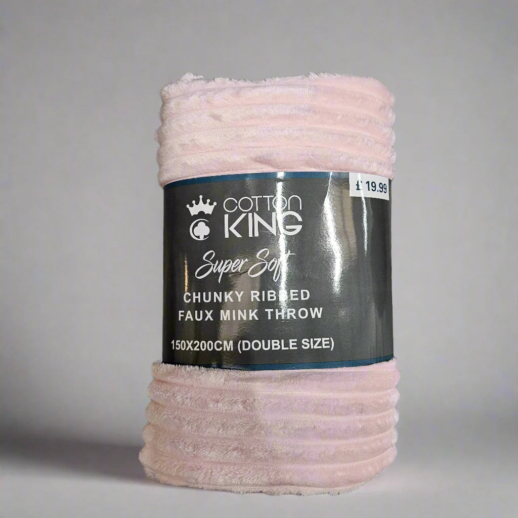 Cotton King Super Soft Chunky Ribbed Faux Mink Throw