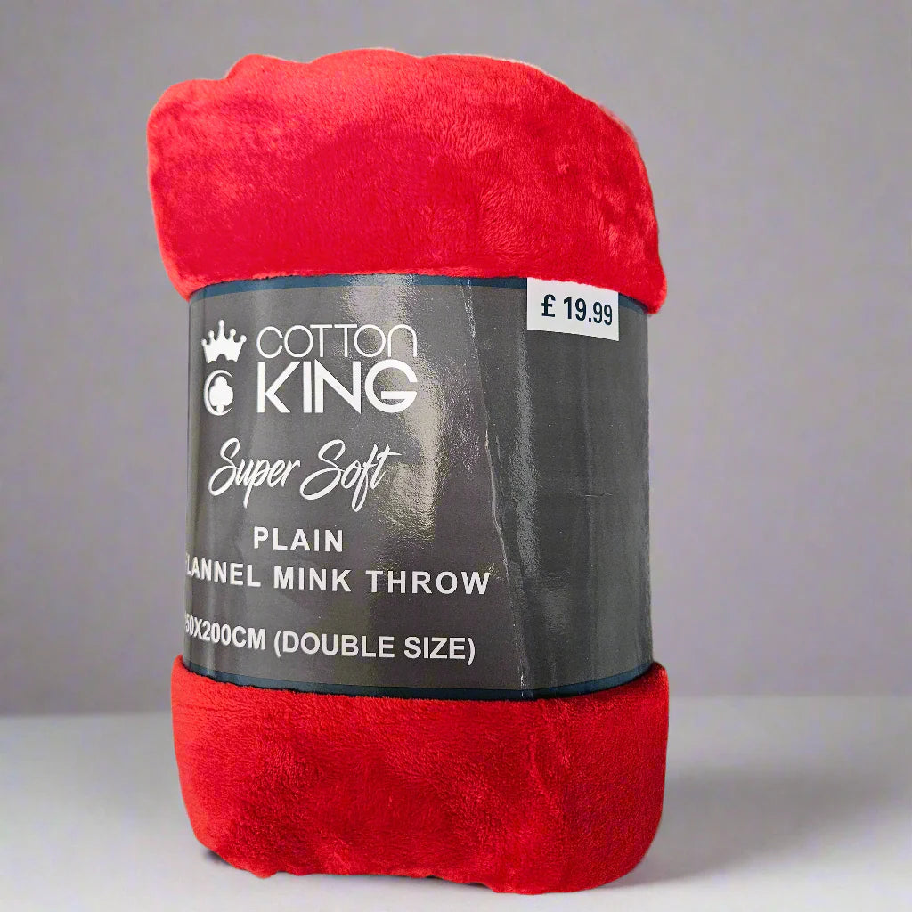 Cotton King Super Soft Plain Flannel Mink Throw