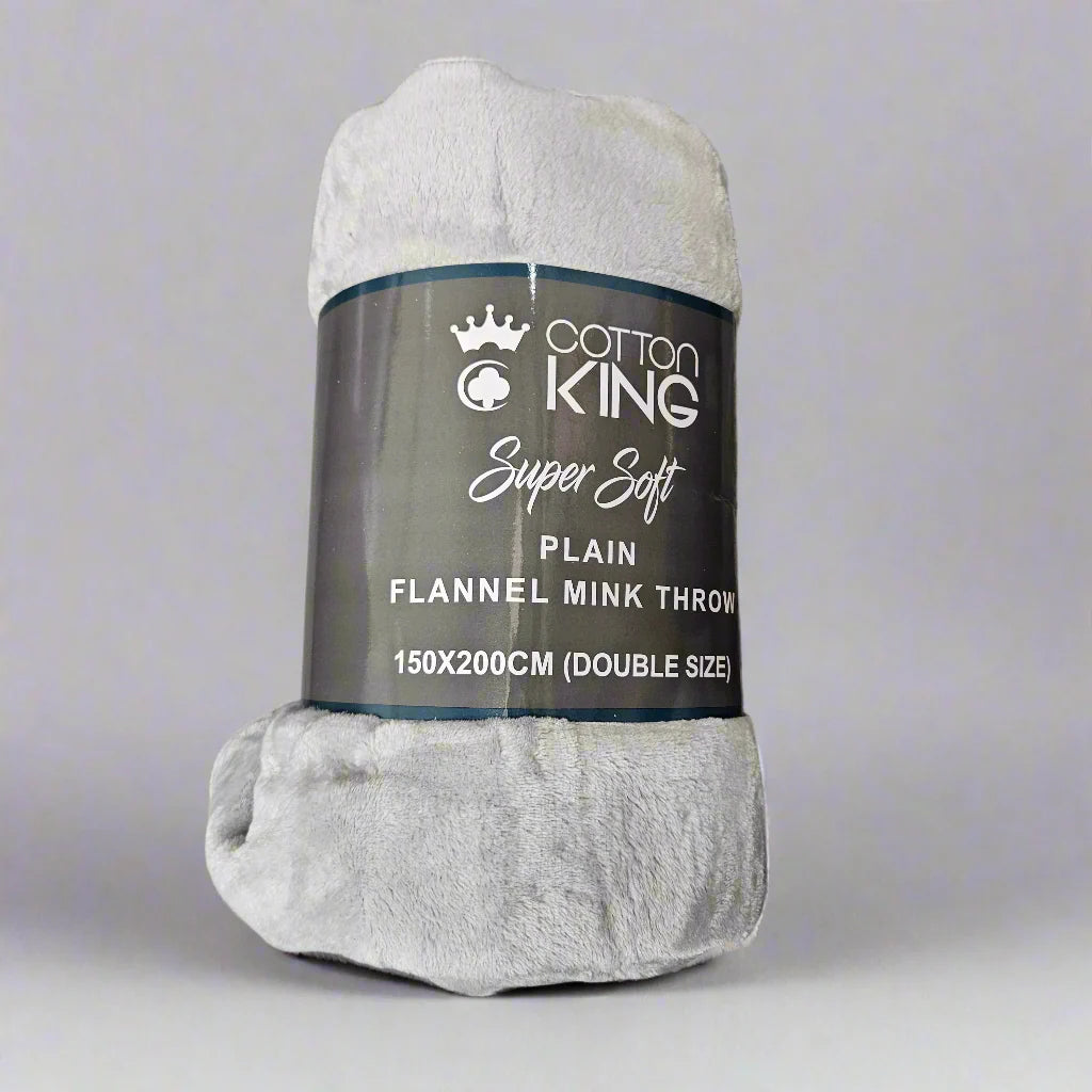 Cotton King Super Soft Plain Flannel Mink Throw
