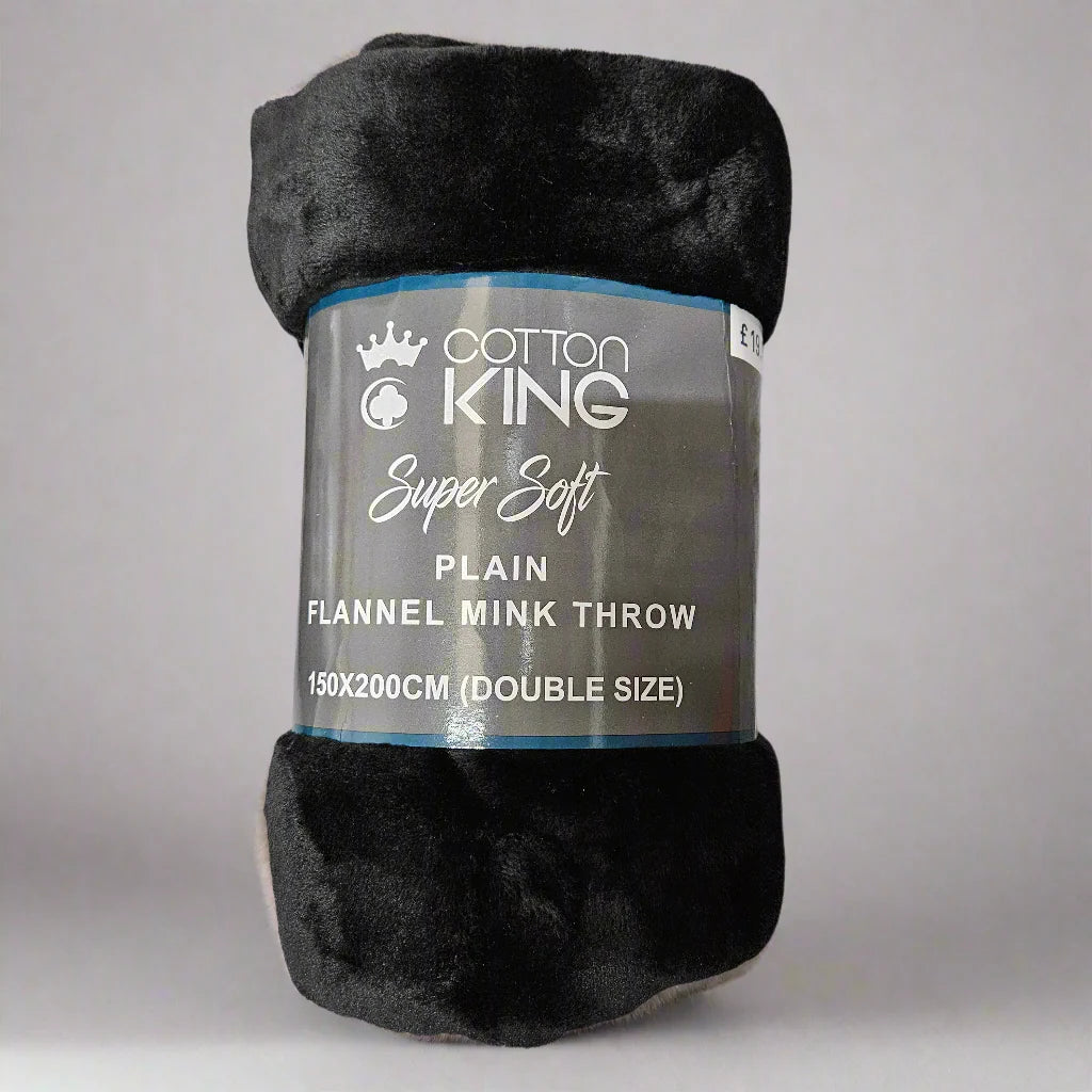 Cotton King Super Soft Plain Flannel Mink Throw