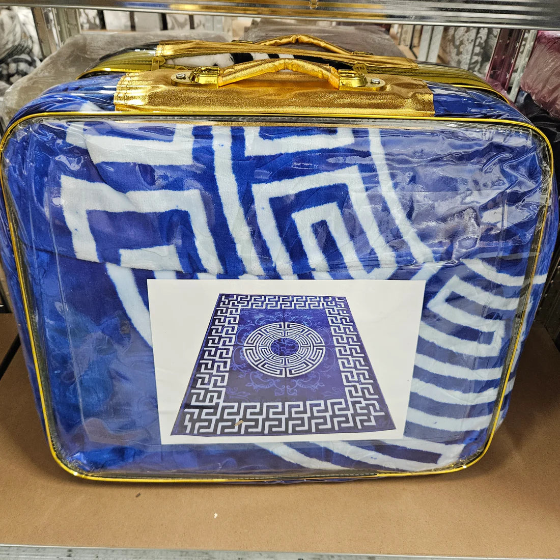 Greek Key Cloudy Embossed Blanket