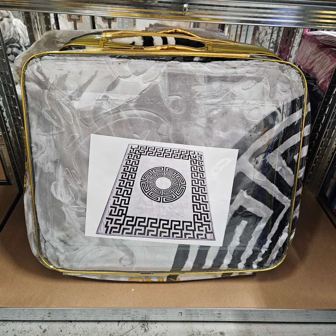 Greek Key Cloudy Embossed Blanket