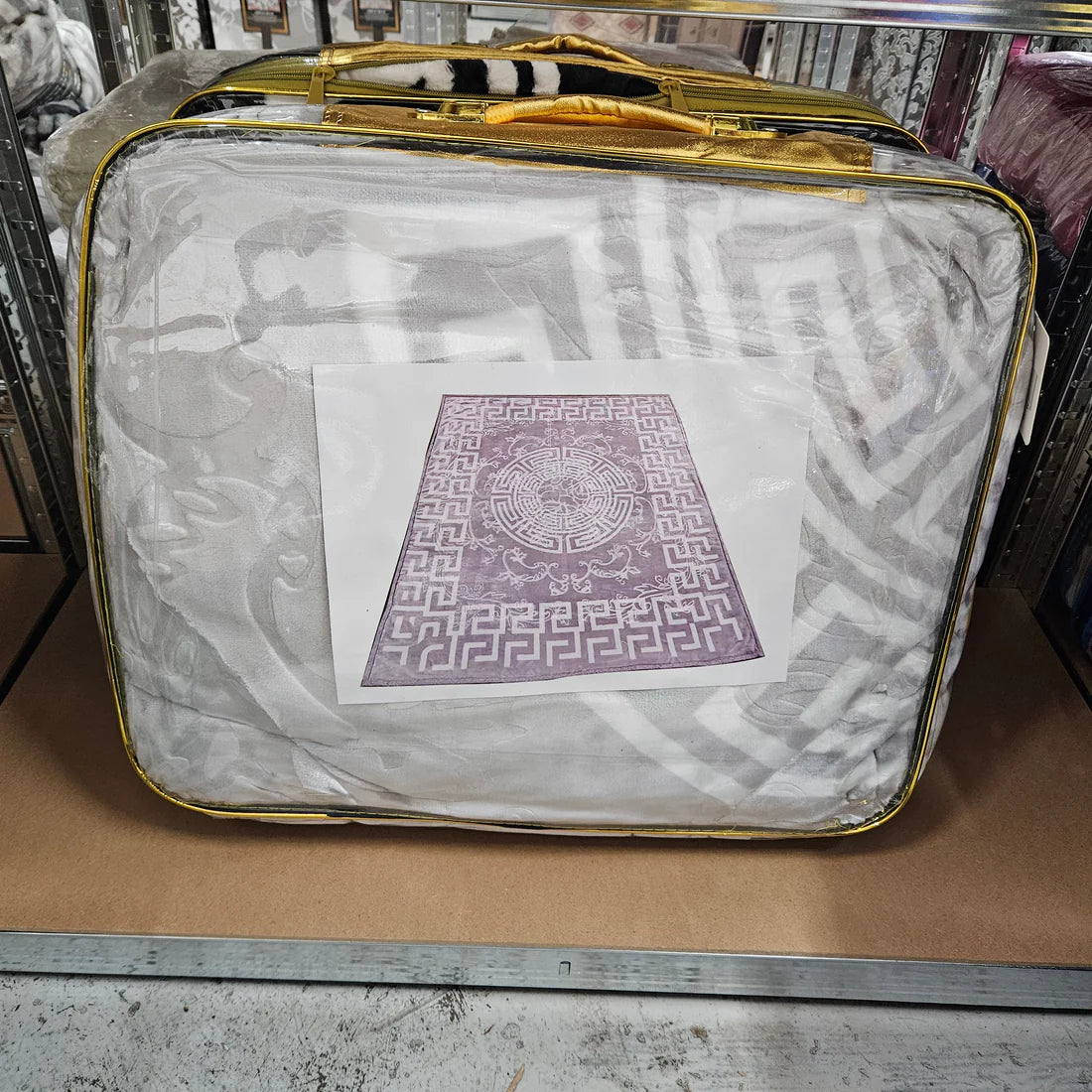 Greek Key Cloudy Embossed Blanket