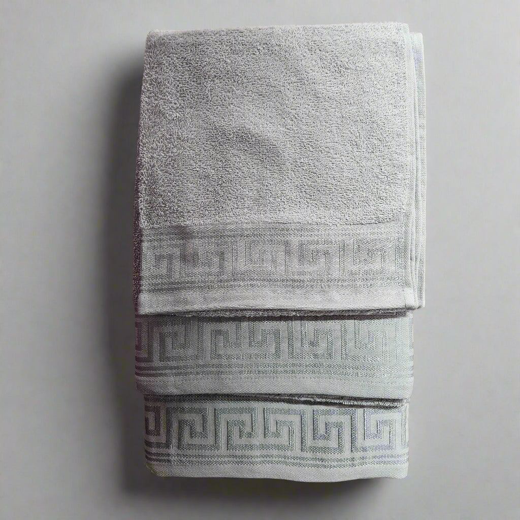 Greek Meander Patterned Egyptian Cotton Towels