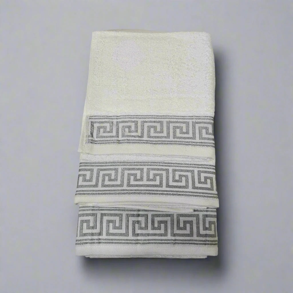 Greek Meander Patterned Egyptian Cotton Towels