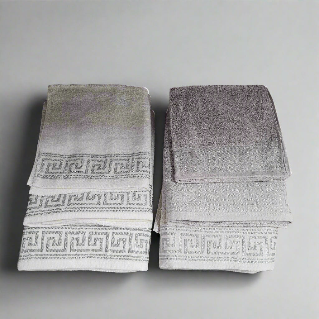 Greek Meander Patterned Egyptian Cotton Towels