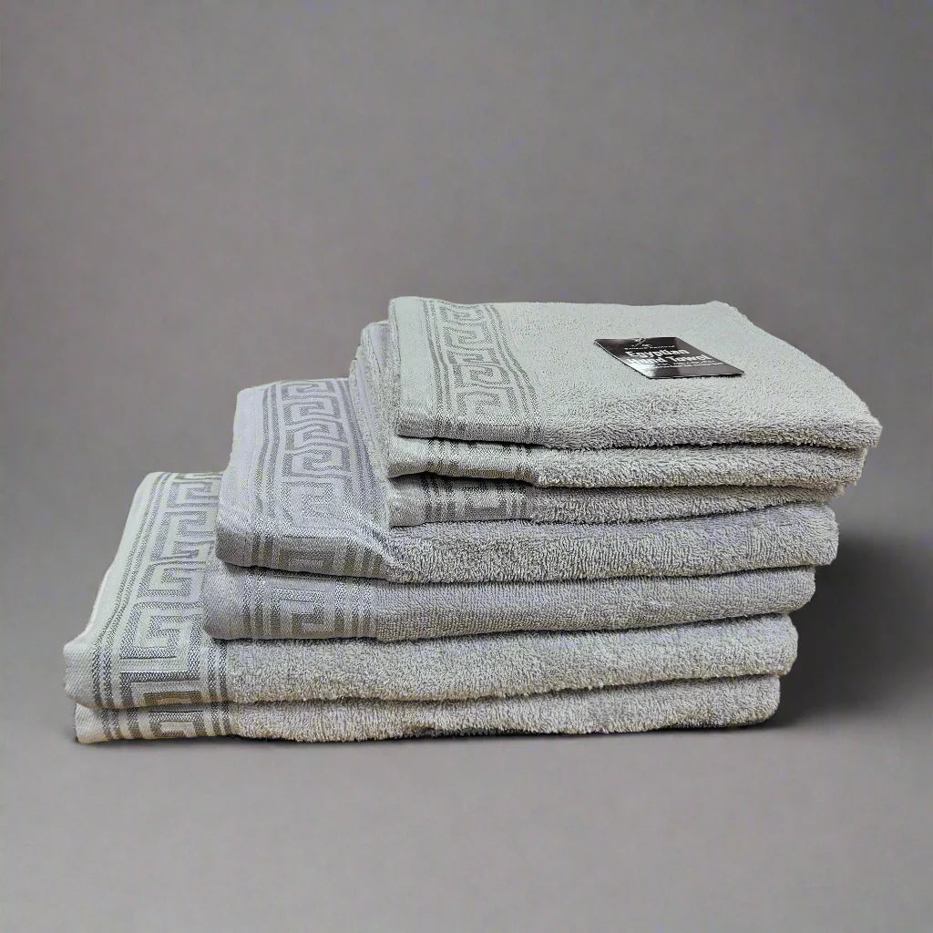 Greek Meander Patterned Egyptian Cotton Towels