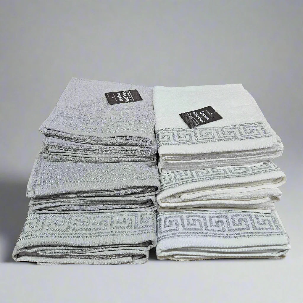 Greek Meander Patterned Egyptian Cotton Towels