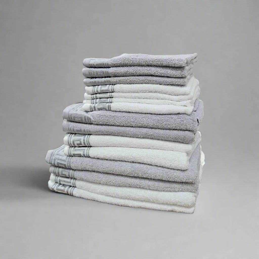 Greek Meander Patterned Egyptian Cotton Towels