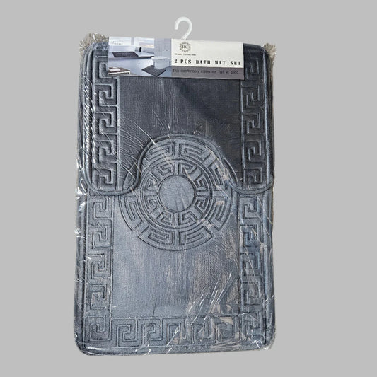 2PC Greek Key Bath Mat Set