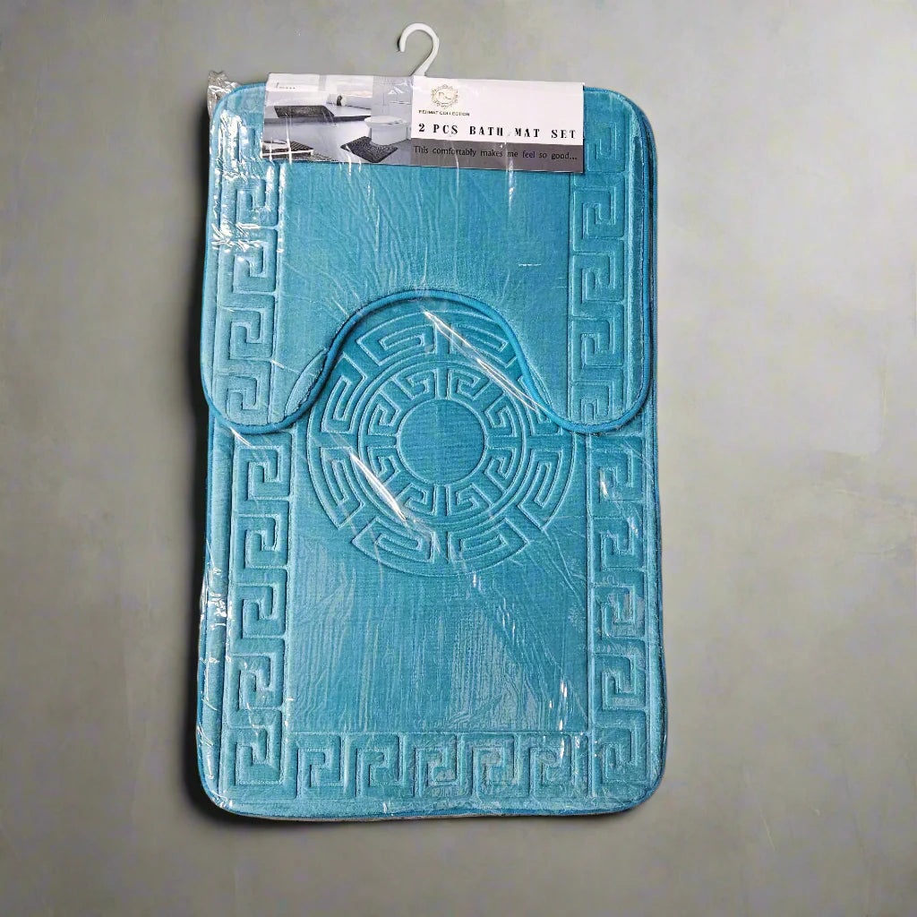 2PC Greek Key Bath Mat Set