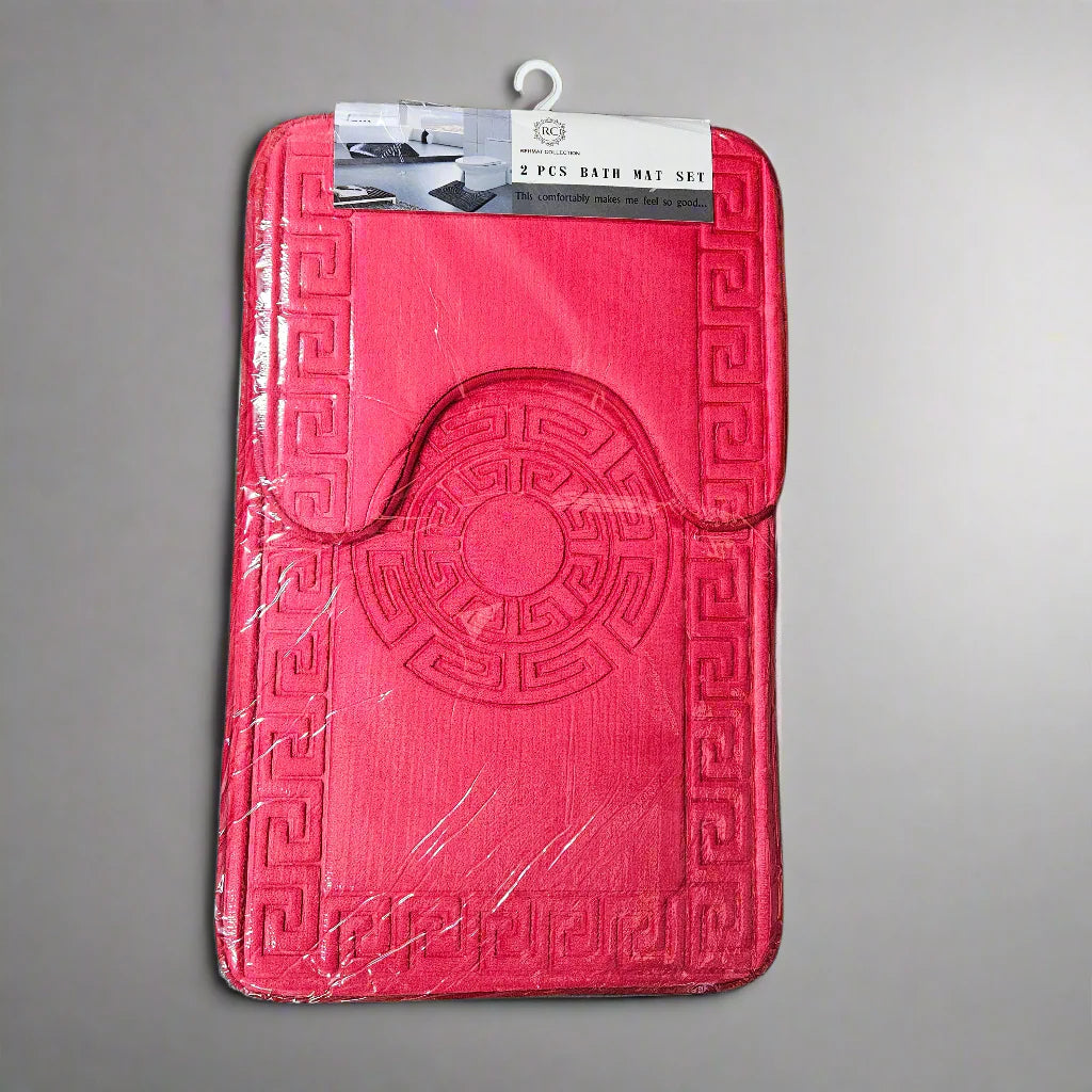 2PC Greek Key Bath Mat Set