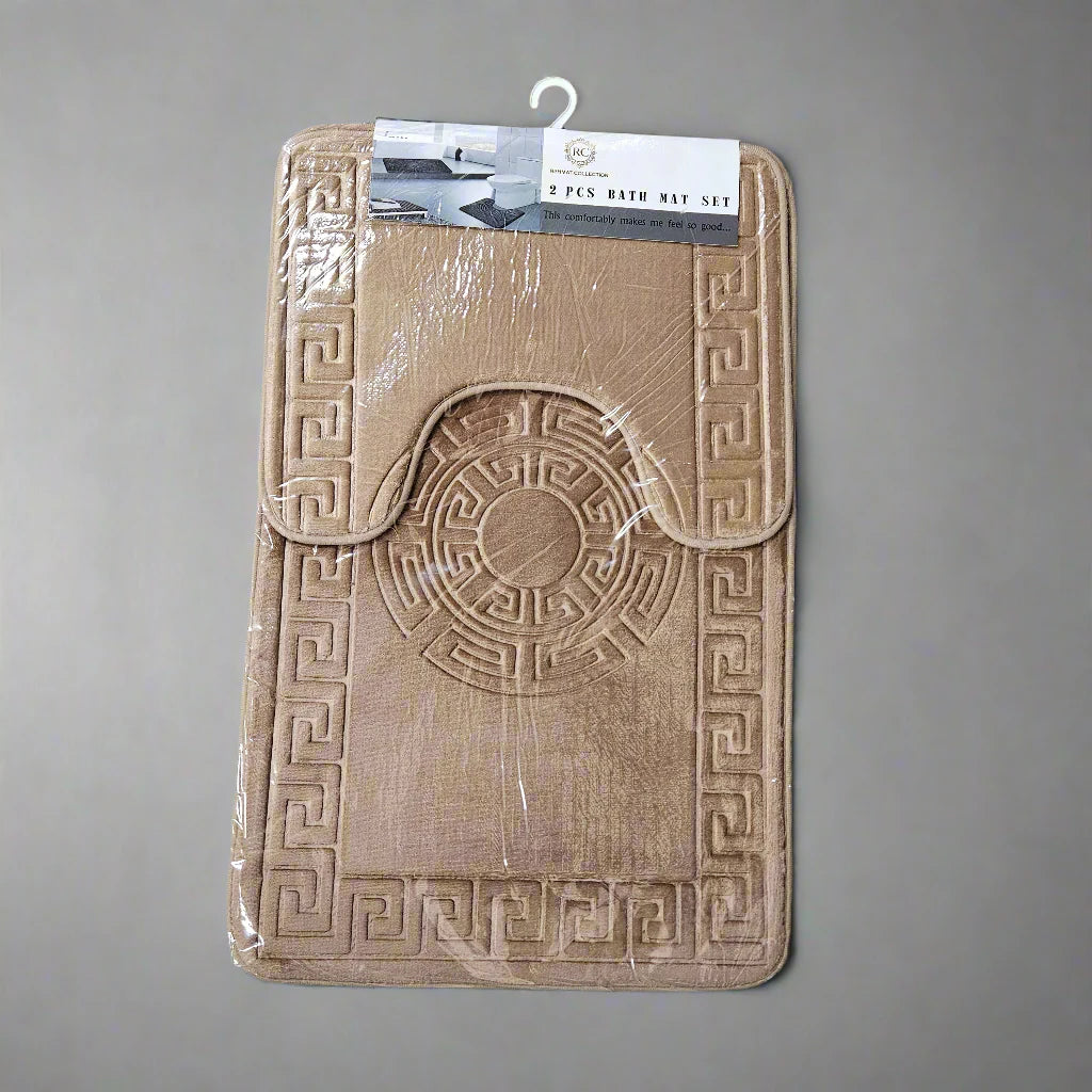 2PC Greek Key Bath Mat Set