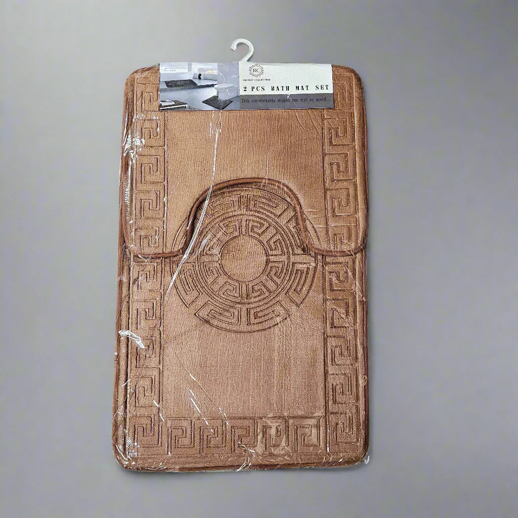 2PC Greek Key Bath Mat Set