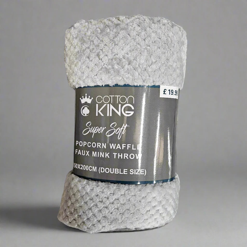 Cotton King Super Soft Popcorn Waffle Faux Mink Throw