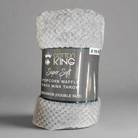 Cotton King Super Soft Popcorn Waffle Faux Mink Throw