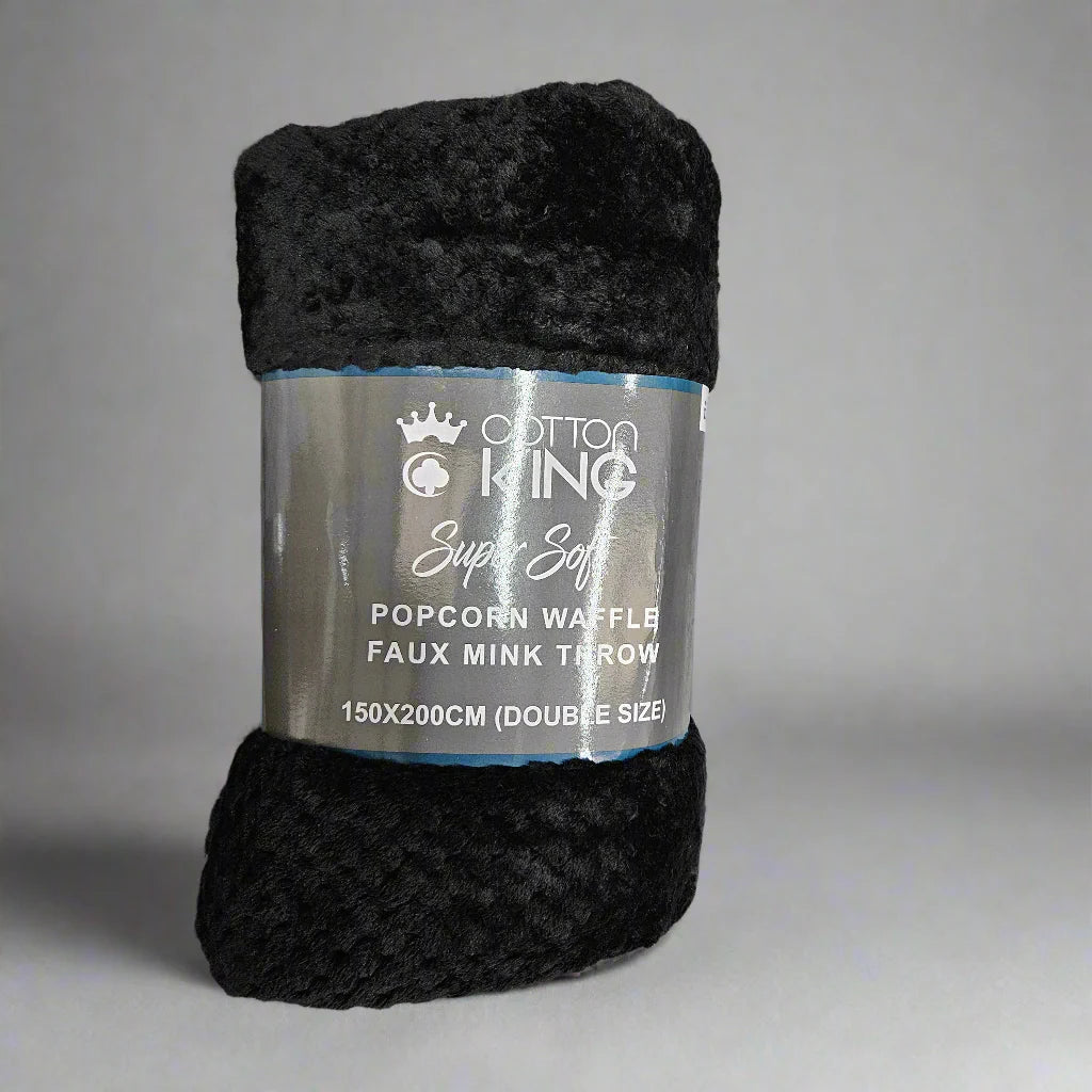Cotton King Super Soft Popcorn Waffle Faux Mink Throw