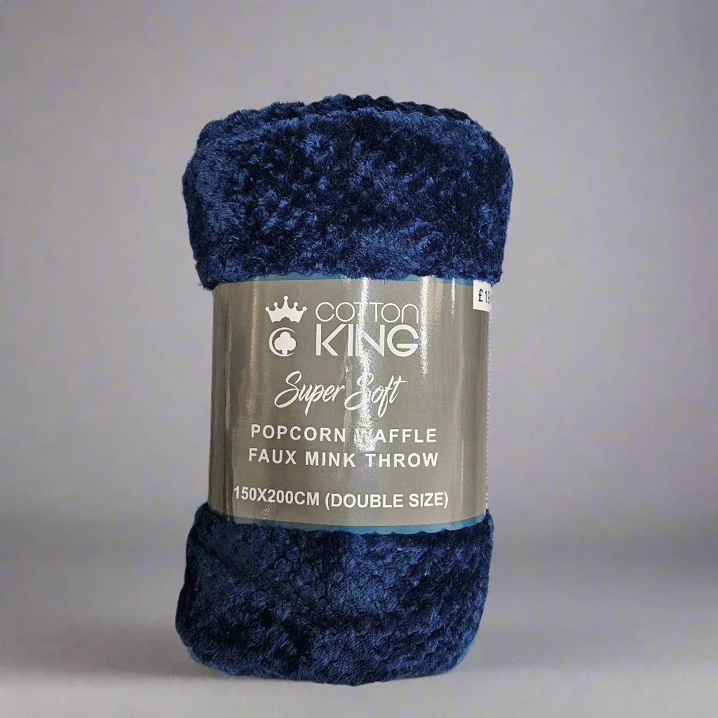 Cotton King Super Soft Popcorn Waffle Faux Mink Throw